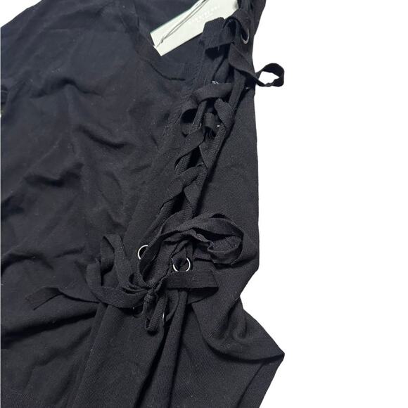 One Grey Day Black Long Sleeve Shirt Size Small Viscose Blend Tie Sleeve NWT - Picture 6 of 7
